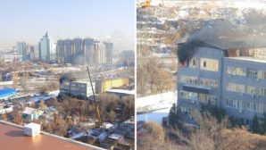 В Алматы загорелось здание дорожной полиции ДВД