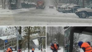 Против 10-сантиметрового снега в Алматы вышло полторы тысячи рабочих