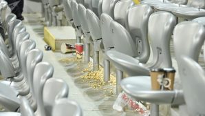 Стадион после матча Казахстан-Латвия превратился в мусорку