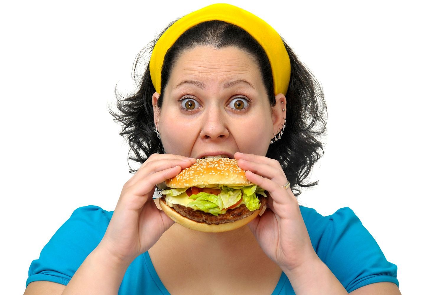 Жирная женщина и гамбургер